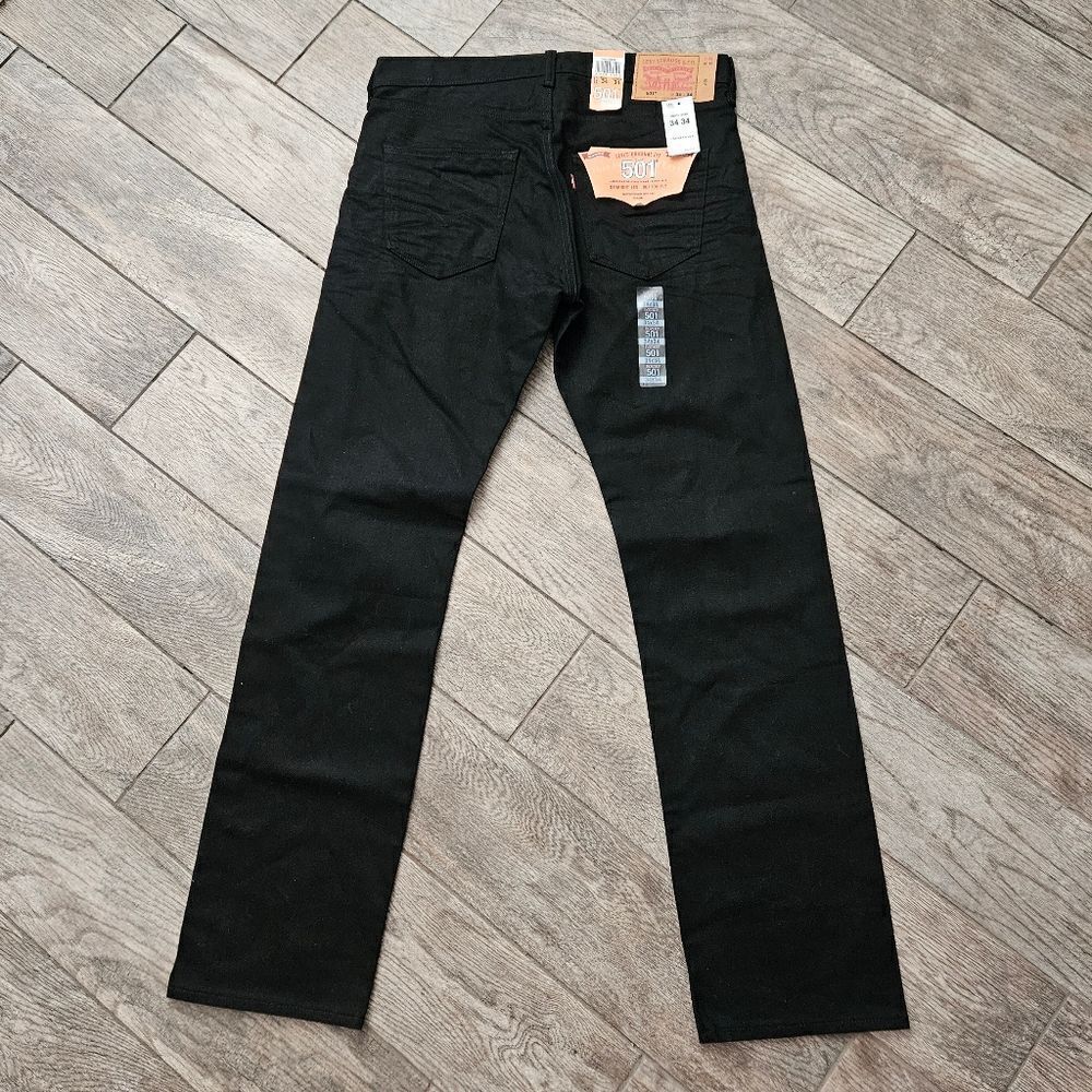 Levi's 501 Original Fit Straight Leg Men's Black Denim Jeans 34W x 34L - Picture 5 of 8